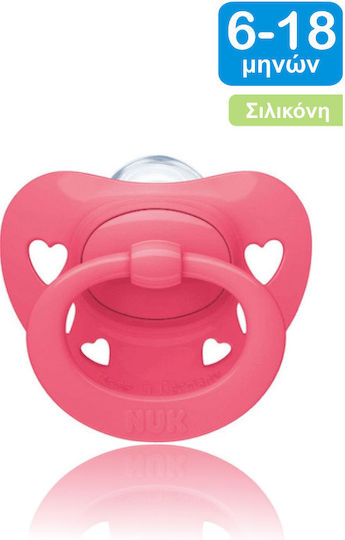 Nuk Signature Orthodontic Silicone Pacifier with Case Hearts - Pink Fuchsia for 6-18 Months