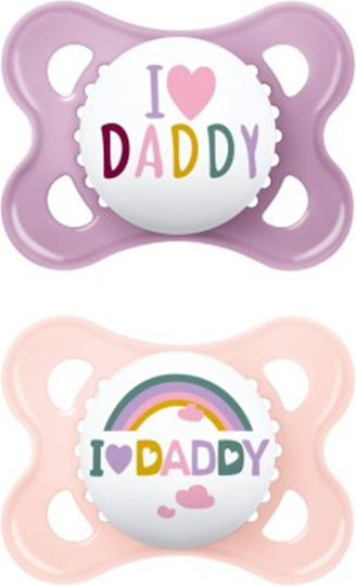 Mam Orthodontic Pacifiers Silicone I Love Daddy Rainbow - Purple-Pink for 2-6 months 2pcs