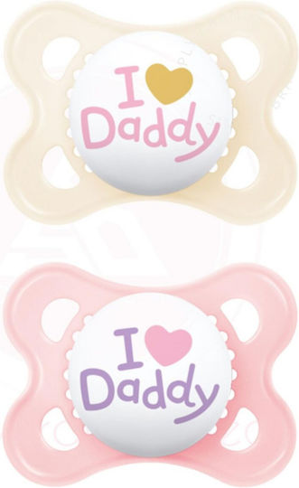 Mam Orthodontic Pacifiers Silicone I Love Daddy Rainbow - Purple-Pink for 2-6 months 2pcs