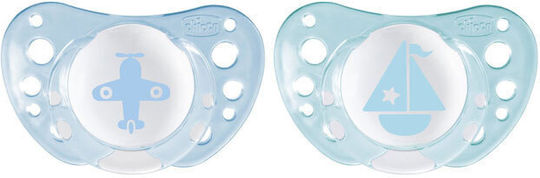 Chicco Physio Pacifiers Silicone Airplane/Boat - Sky Blue for 0-6 months 2pcs
