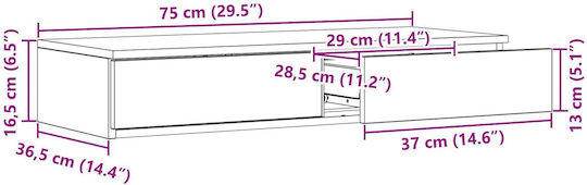 vidaXL Чекмедже За Легло Дървено Легло Бронзово 75x36.5x16.5см