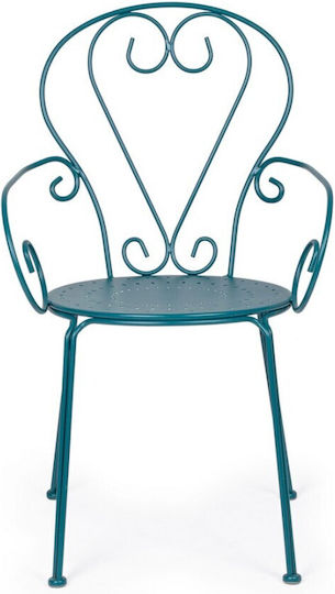 Schmiedeeiserner Stuhl Metallisch Etienne Petrol 49x49x89εκ.