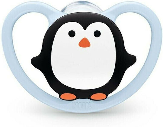 Nuk Space Orthodontic Pacifier Silicone with Case Penguin for 0-6 months