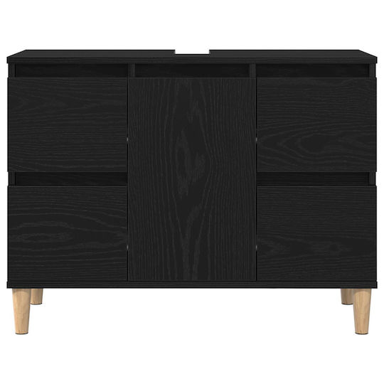 vidaXL Στήλη Μπάνιου Δαπέδου Μ80xΒ33xΥ60cm Μαύρη