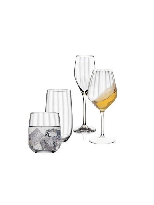 Rona Favourite Optical Set of Glasses Champagne / Whiskey / White Wine / Water made of Crystal Stemmed 24pcs