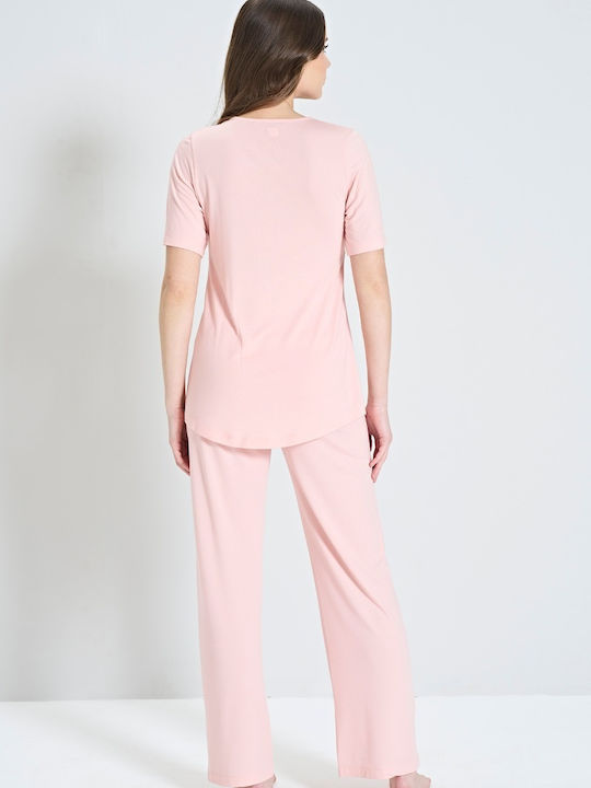 Pijadore Maternity Pajama Set & Nursing Pink