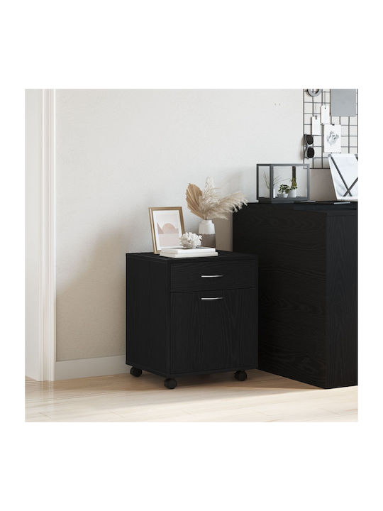 Cabinet de Birou cu Roți & Sertare Μαύρη Δρυ 45x38x54cm