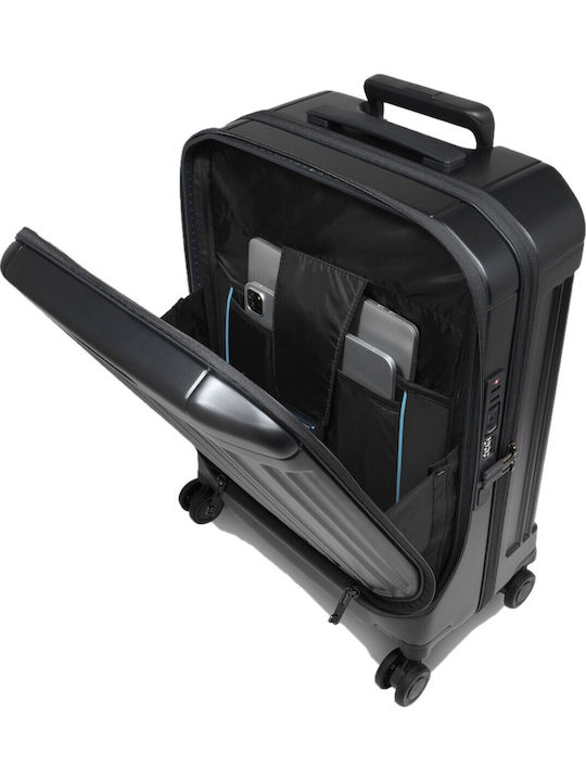 Piquadro Cabin Travel Suitcase Black With 4 Wheels Height 55cm