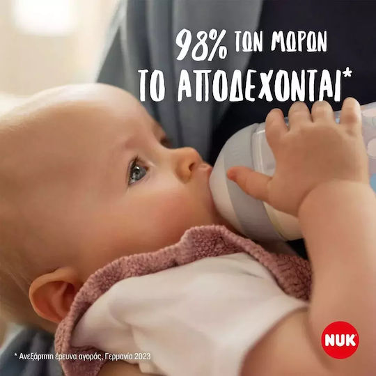 Nuk Πλαστικό Μπιμπερό Perfect Match Κατά των Κολικών με Θηλή Σιλικόνης για 0+ μηνών Γκρι 150ml