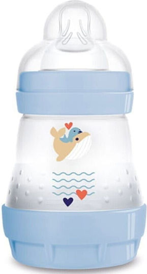 Mam Plastic Baby Bottle Easy Start Anti-colic with Silicone Teat for 0+ Months Blue Whale - Blue 160ml