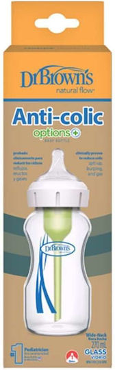Dr. Brown's Glass Baby Bottle Options Anti-colic with Silicone Teat for 0+ Months Transparent 270ml
