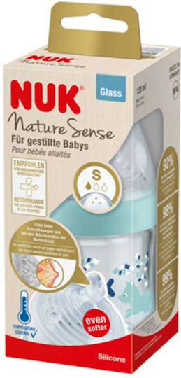 Nuk Glass Baby Bottle Nature Sense Anti-Colic with Silicone Nipple for 0-6 months Gray Dots - Grey 120ml