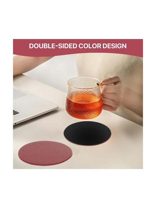 Double-sided Non-slip Felt Coasters Glasses Coaster Wooden Black 21pcs