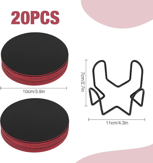 Double-sided Non-slip Felt Coasters Glasses Coaster Wooden Black 21pcs