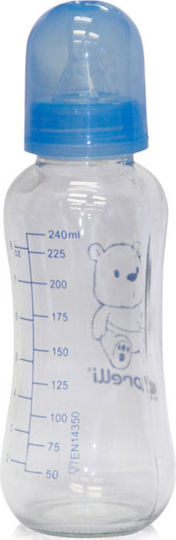 Lorelli Glass Baby Bottle Anti-Colic With Silicone Teat For 0+ Months Blue Blue 240ml