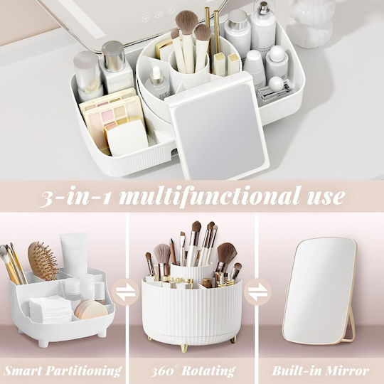Organizator Rotativ Pentru Cosmetice Cu Separatoare Alb 36x17.5x14.5cm