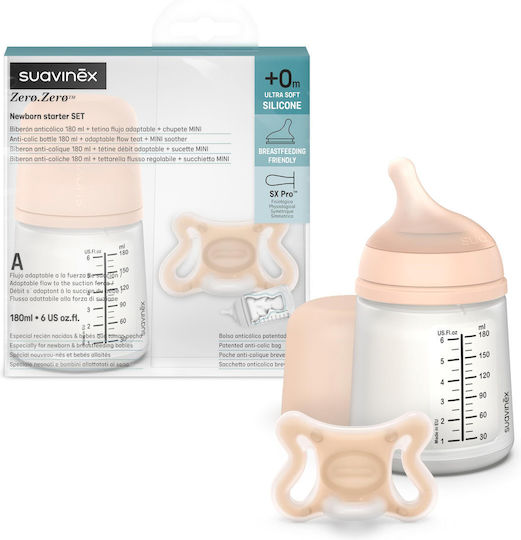 Suavinex Plastic Baby Bottle Zero Zero Anti-Colic with Silicone Nipple for 0+, 0+ m, months 180ml