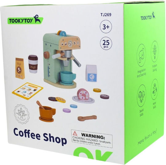 Tooky Toy Holz-Kaffeeshop-Set Tj269 für Kinder ab 3 Jahren