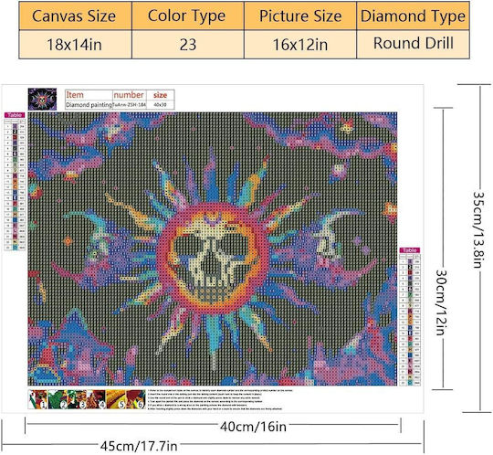 5d Diamond Painting Skull 30x40 Cm