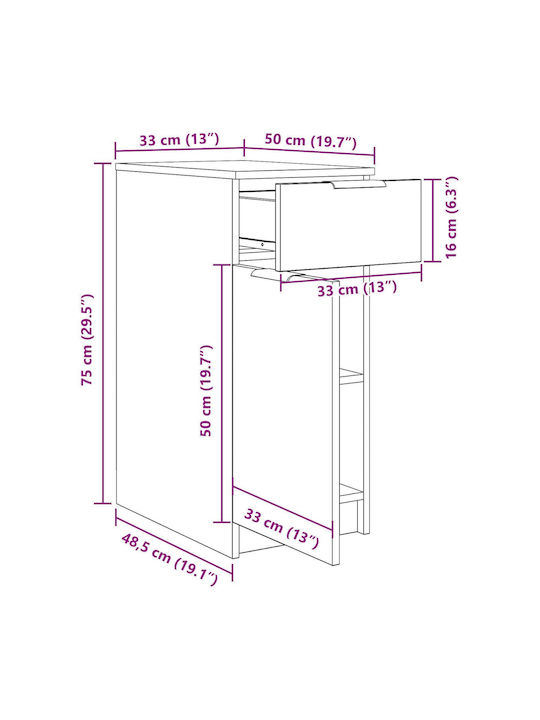 Kabinett Büro Black Oak 33x50x75cm