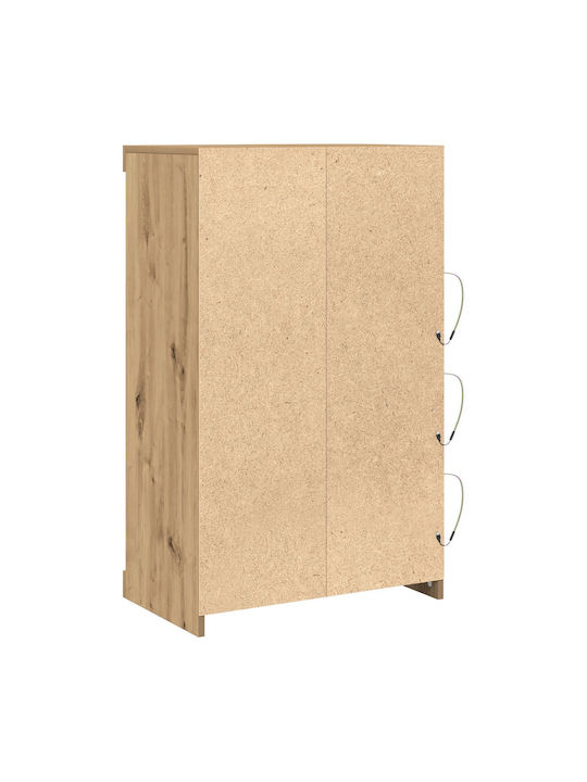 Floor-standing Living Room Display Cabinet made of Particleboard with Glass & Lighting Walnut 60.5x37x100cm