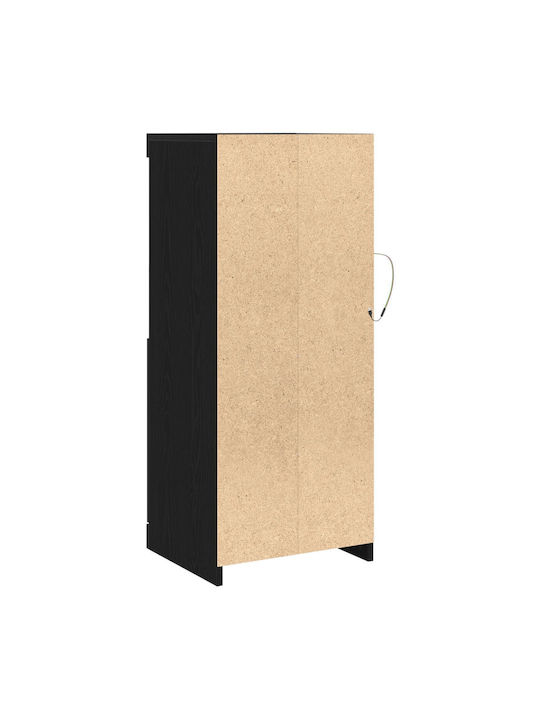 Floor-standing Living Room Display Cabinet made of Particleboard with Glass & Lighting Black Oak 41x37x100cm