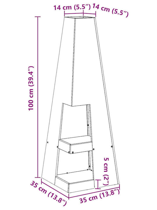 vidaXL Τζάκι Εξωτερικού Χώρου Μεταλλικό 35x35x100cm