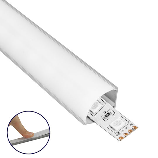 GloboStar External Aluminum Profile for LED Strip Corner with Opal Cover 100x1.6x1.6cm