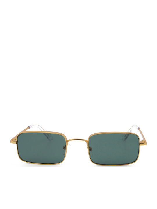 The Glass of Brixton Men's Sunglasses with Gold Metal Frame and Green Lens