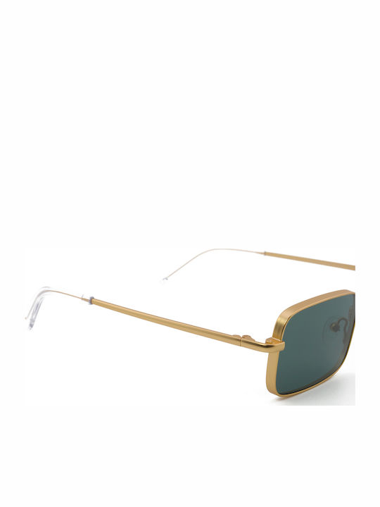 The Glass of Brixton Men's Sunglasses with Gold Metal Frame and Green Lens