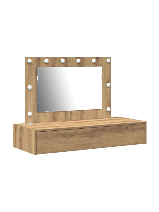 Wandmontage Schminktisch Schlafzimmer Holz Artisan Braune mit Spiegel 100x40x70cm