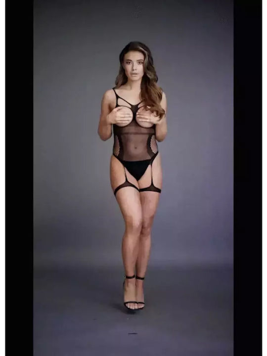 Le Désir Sexy Κορμάκι Διχτυωτό με Ζαρτιέρες Μαύρο