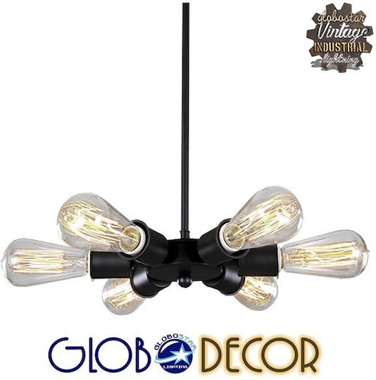 GloboStar Confor Deckenleuchte Schwarz Raster Für 6 Lampenbirnensockel E27 24x32cm