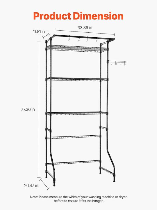 Vevor Floor Bathroom Shelf Metallic Black