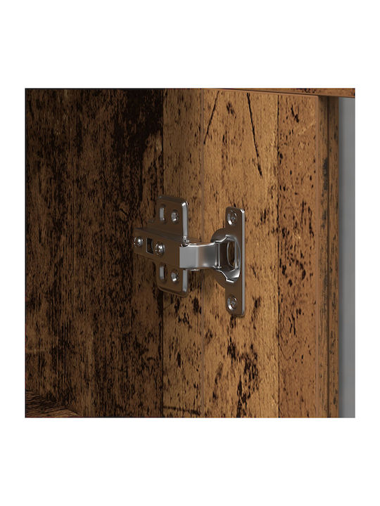 Wand Wohnzimmer Vitrine aus Spanplatte mit Glas Old Wood 69.5x34x90cm