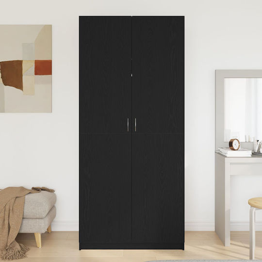 Double Door Wardrobe Black Walnut 90x52x200cm