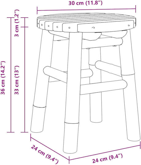Garden Stool Outdoor Rattan Beige 30x30x36cm