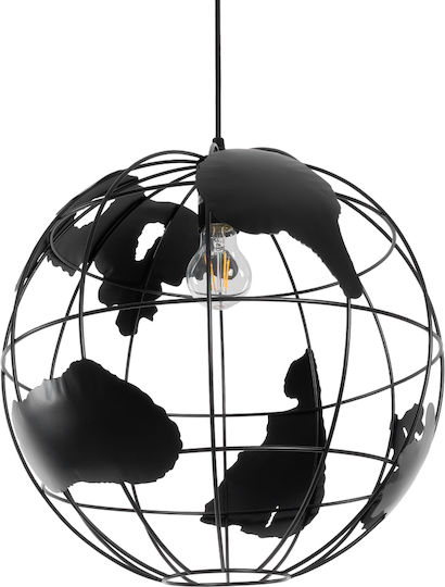 GloboStar Earth Висящо Осветително Тяло Черен Мрежа с Цокъл E27 41x41x40см.