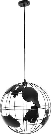 GloboStar Earth Висящо Осветително Тяло Черен Мрежа с Цокъл E27 41x41x40см.