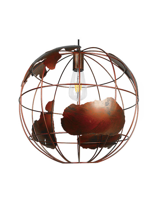 GloboStar Earth Κρεμαστό Φωτιστικό Καφέ Πλέγμα με Ντουί E27 40x40εκ.
