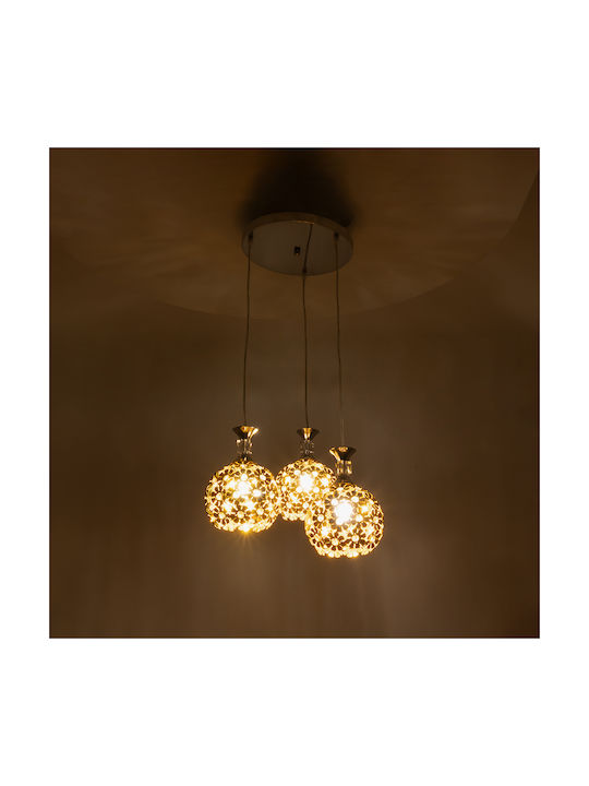 GloboStar Margarita Pendant Light Gold with Crystals for Socket E27 46x46x24cm