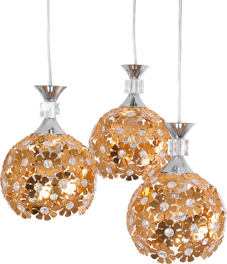 GloboStar Margarita Pendant Light Gold with Crystals for Socket E27 46x46x24cm