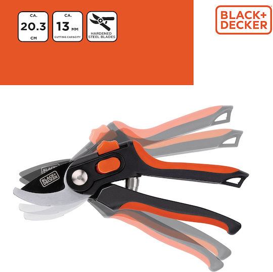 Black & Decker Baumschere Länge 21cm mit Maximalem Schnittdurchmesser 13mm