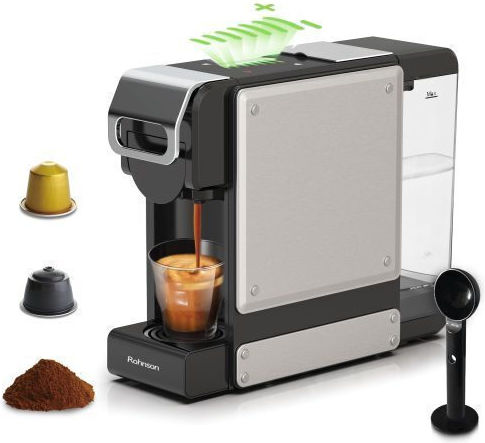 Rohnson Multifunktionale Multicapsule 3 in 1 Automatische Espressomaschine 1450W Druck 19bar Gray