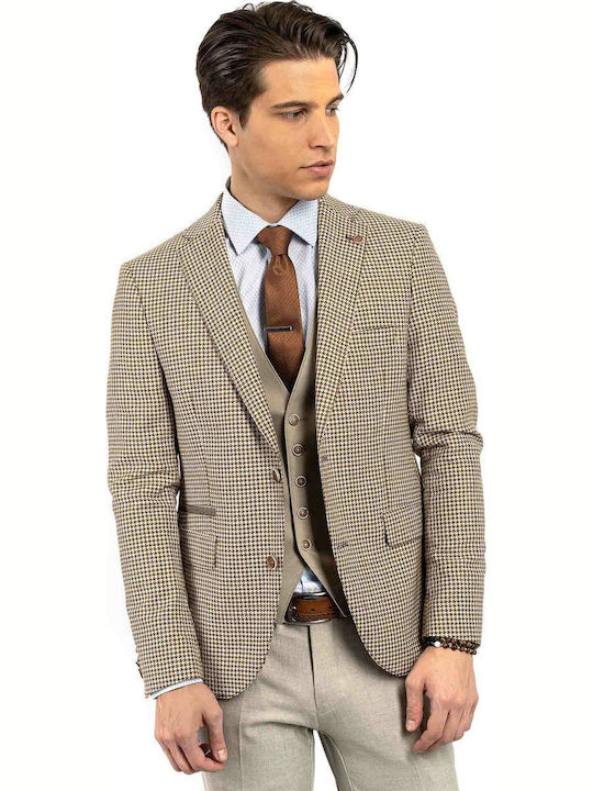 Men's Suit Jacket Slim Fit Brown