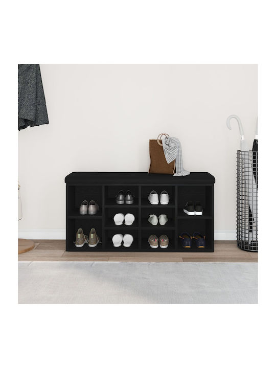 Entry Furniture with Shoe Rack & Bench Black Oak 100x30x48cm