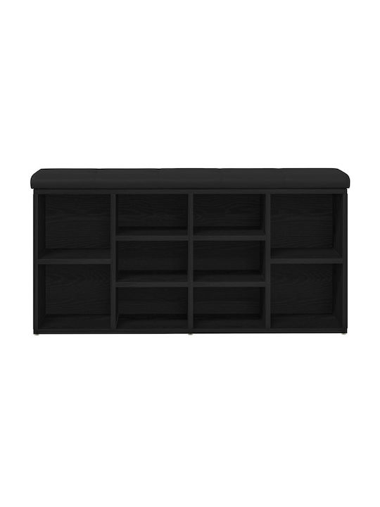 Entry Furniture with Shoe Rack & Bench Black Oak 100x30x48cm