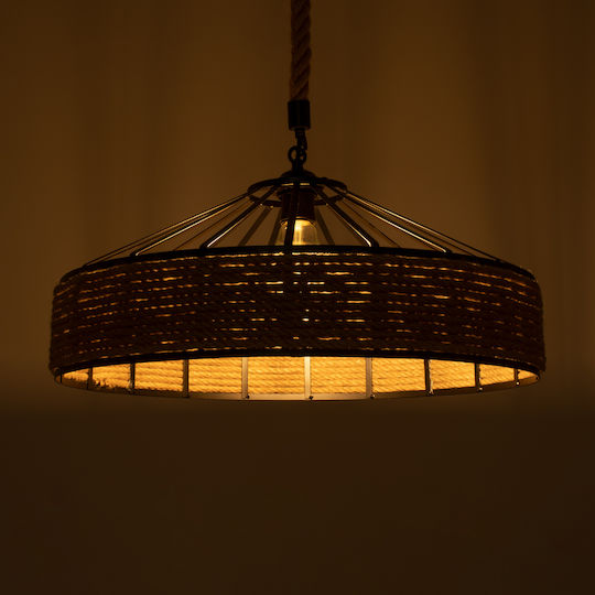 GloboStar Poli Pendant Light Brown with Rope for Socket E27 50x40x32cm