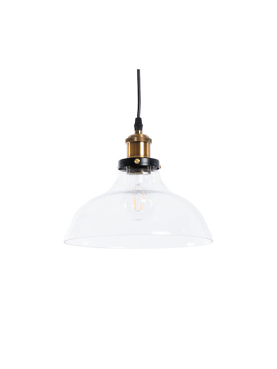 GloboStar Hatty Pendant Light Transparent Bell with Socket E27 24.5x22cm
