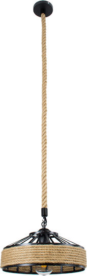 GloboStar Poli Brown Ceiling Light with Rope for E27 Socket 31x31x14cm